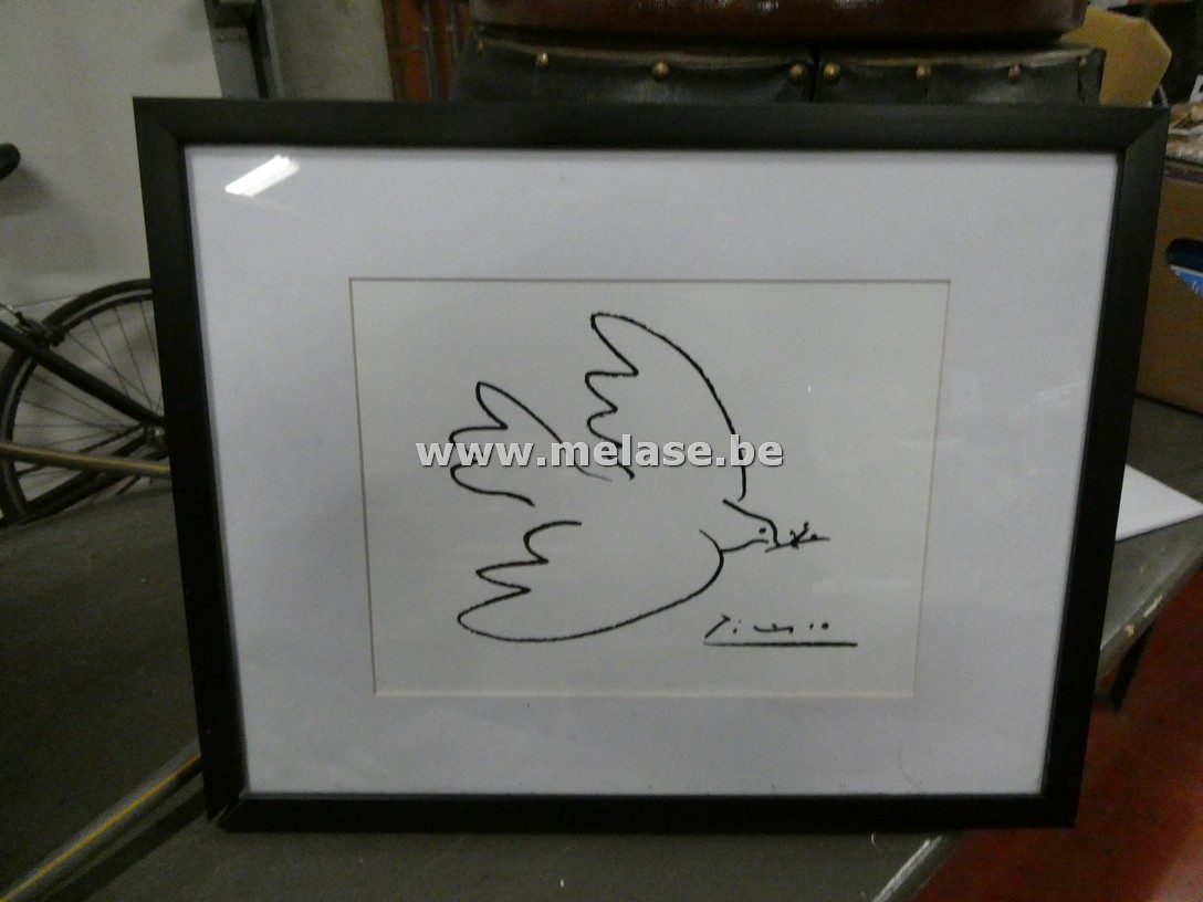 Ingelijste reproductie van Pablo Picasso's "Duif van de Vrede"
