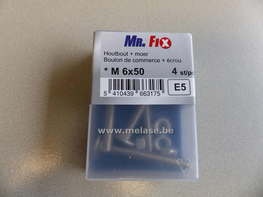 Houtbout + moer "Mr Fix - M6x50"
