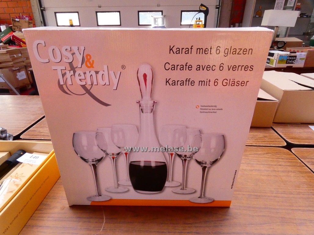 Karaf met 6 glazen "Cosy & Trendy"