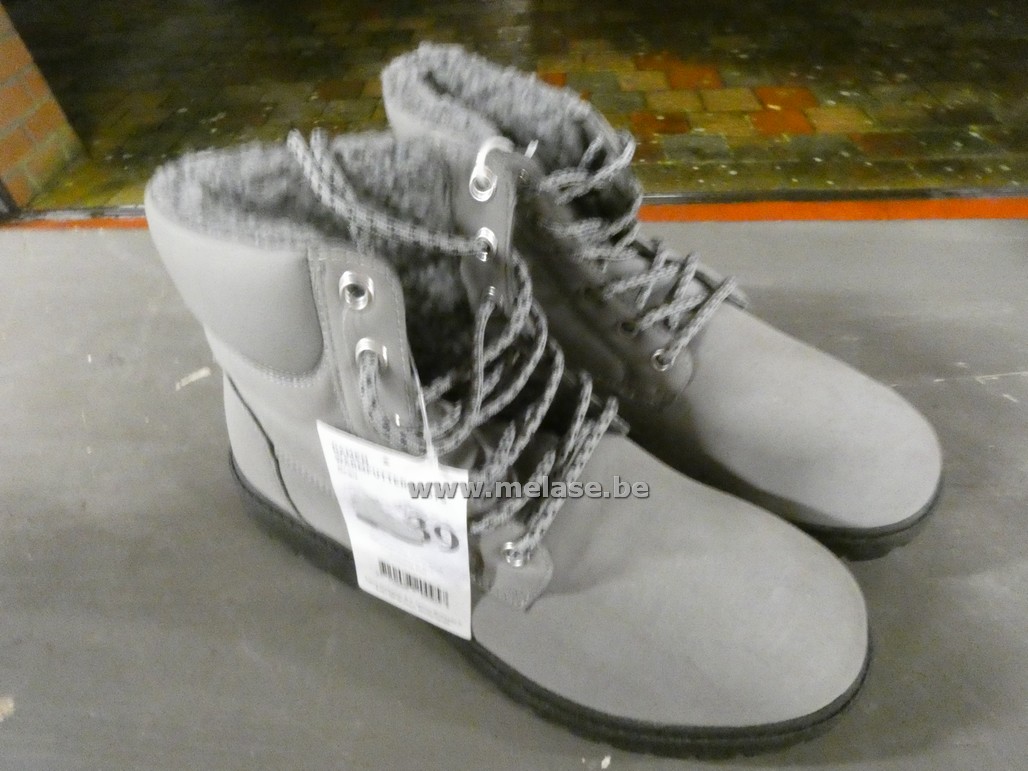 Damesbottines "grijs - daim - pels"