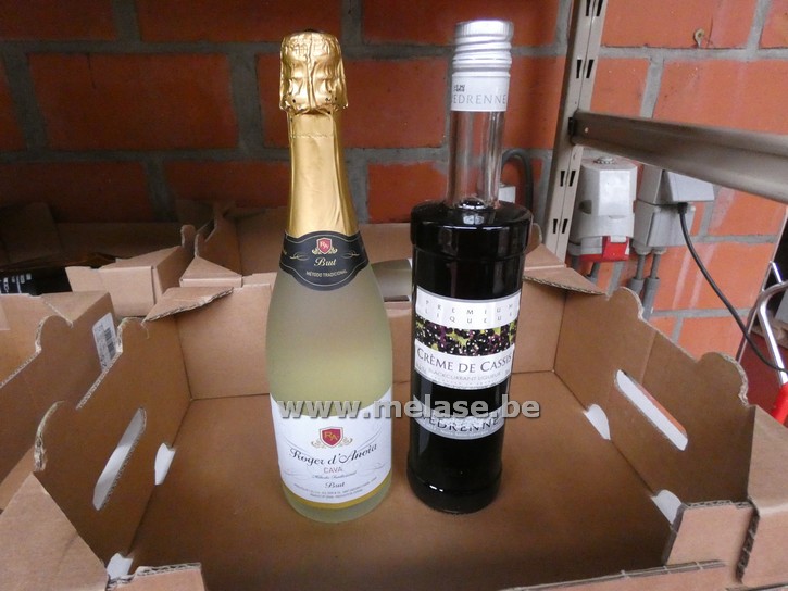 Fles "Cava Roger D anoia" + fles "Crème de cassis"