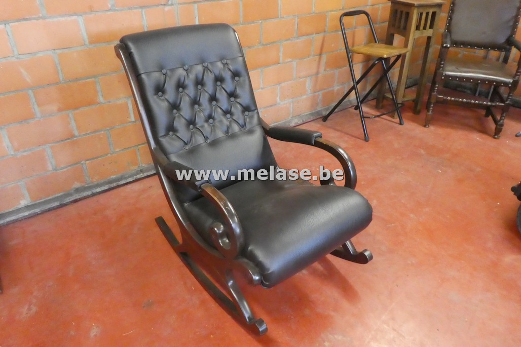 Schommelstoel "zwart leder"