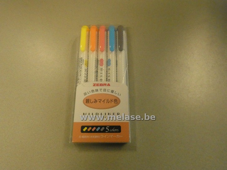 Stiften "Zebra 5 Mildliners - oranje verpakking"