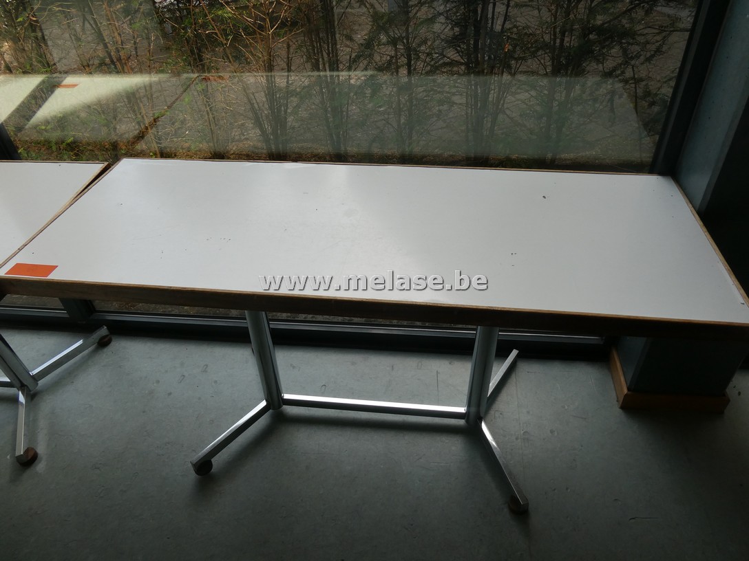 Smalle houten tafel - chroom onderstel