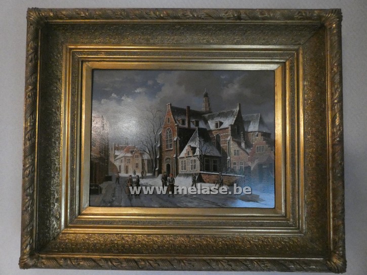 Schilderij " winters dorpszicht"