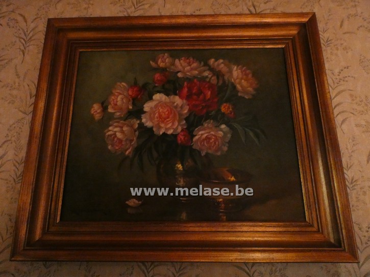Schilderij "vaas met Pioenrozen"