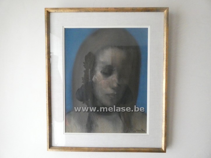 Prent in kader "dame"