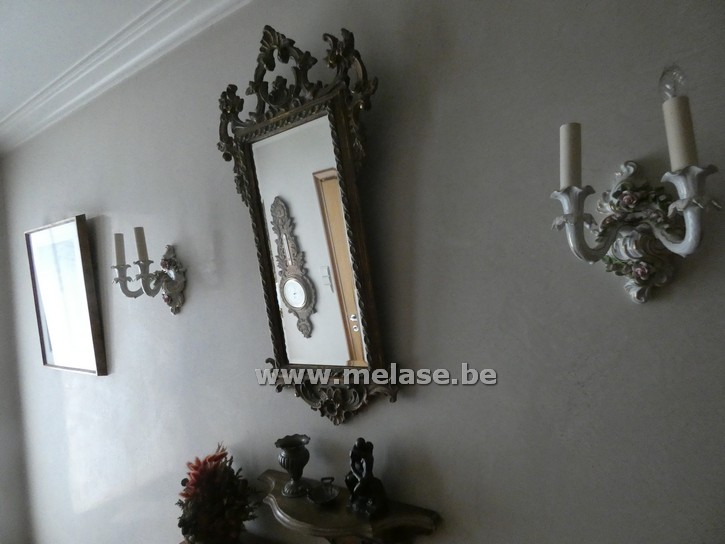 Vintage wandspiegel + 2 wandlampen